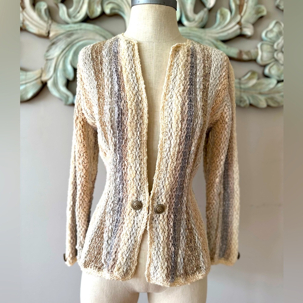 Vintage knit sweater with decorative trim